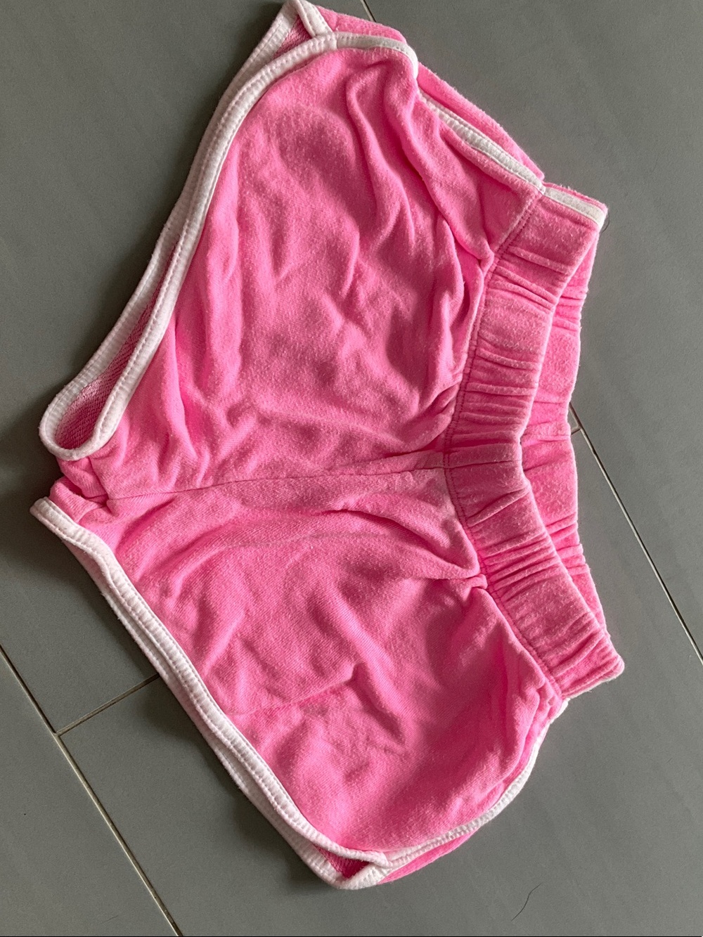 Global Love Pink Terry Lounge Shorts with White Trim
